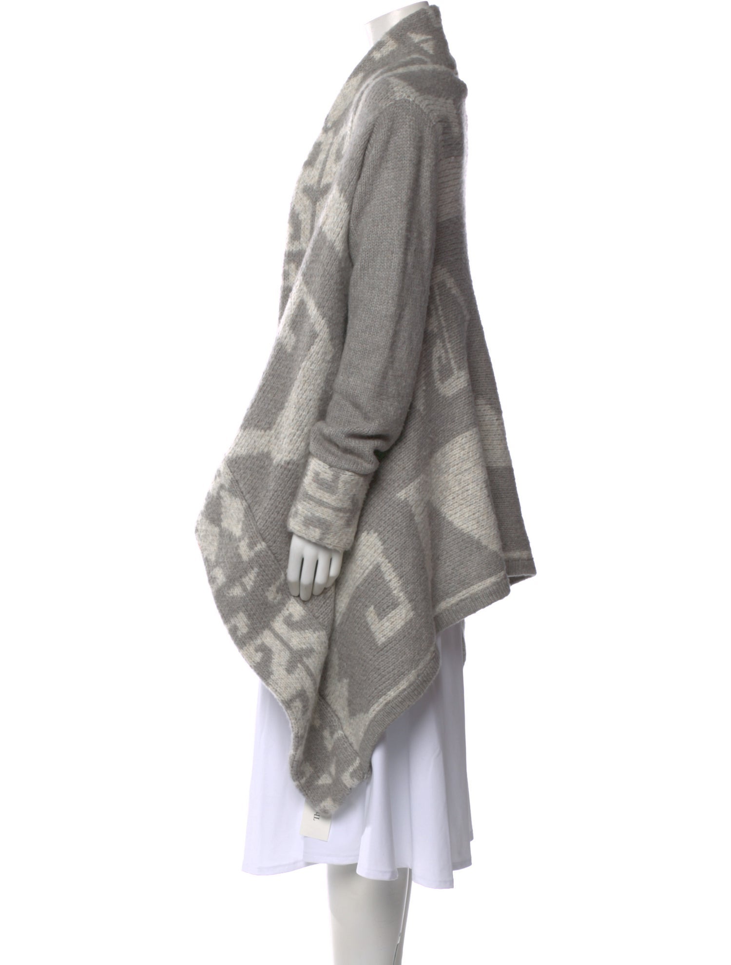 Line Printed Open Front Sweater