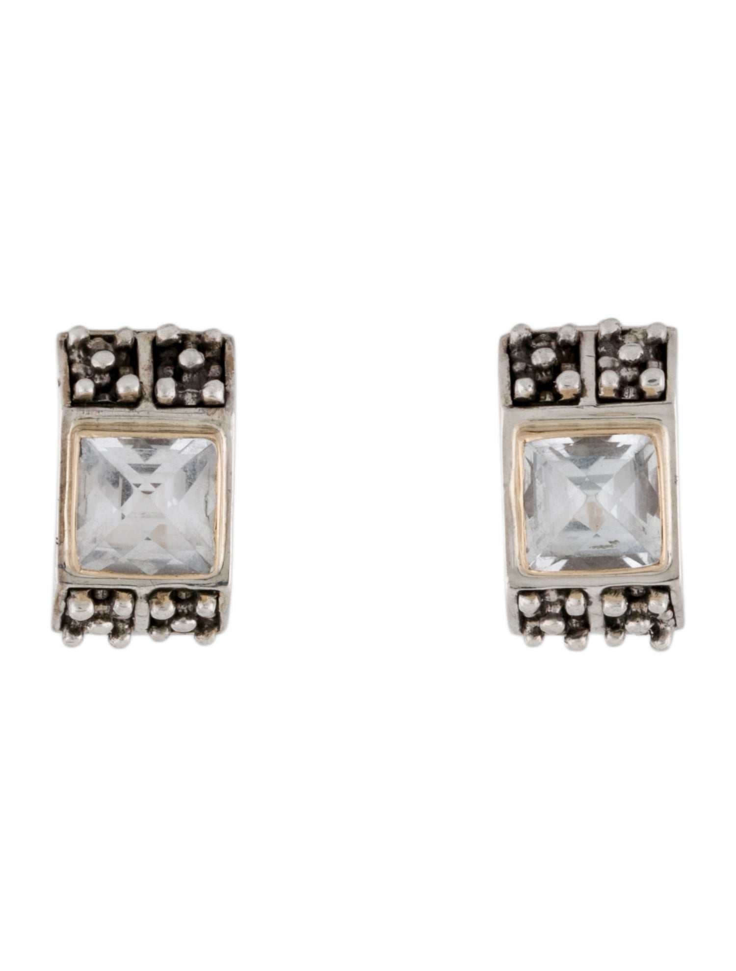 Michael Dawkins Two-Tone Topaz Bezel Set Earclip Earrings