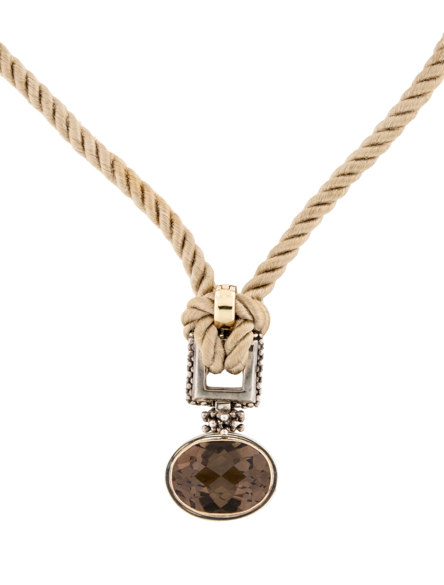 Michael Dawkins Smoky Quartz Pendant Cord Necklace