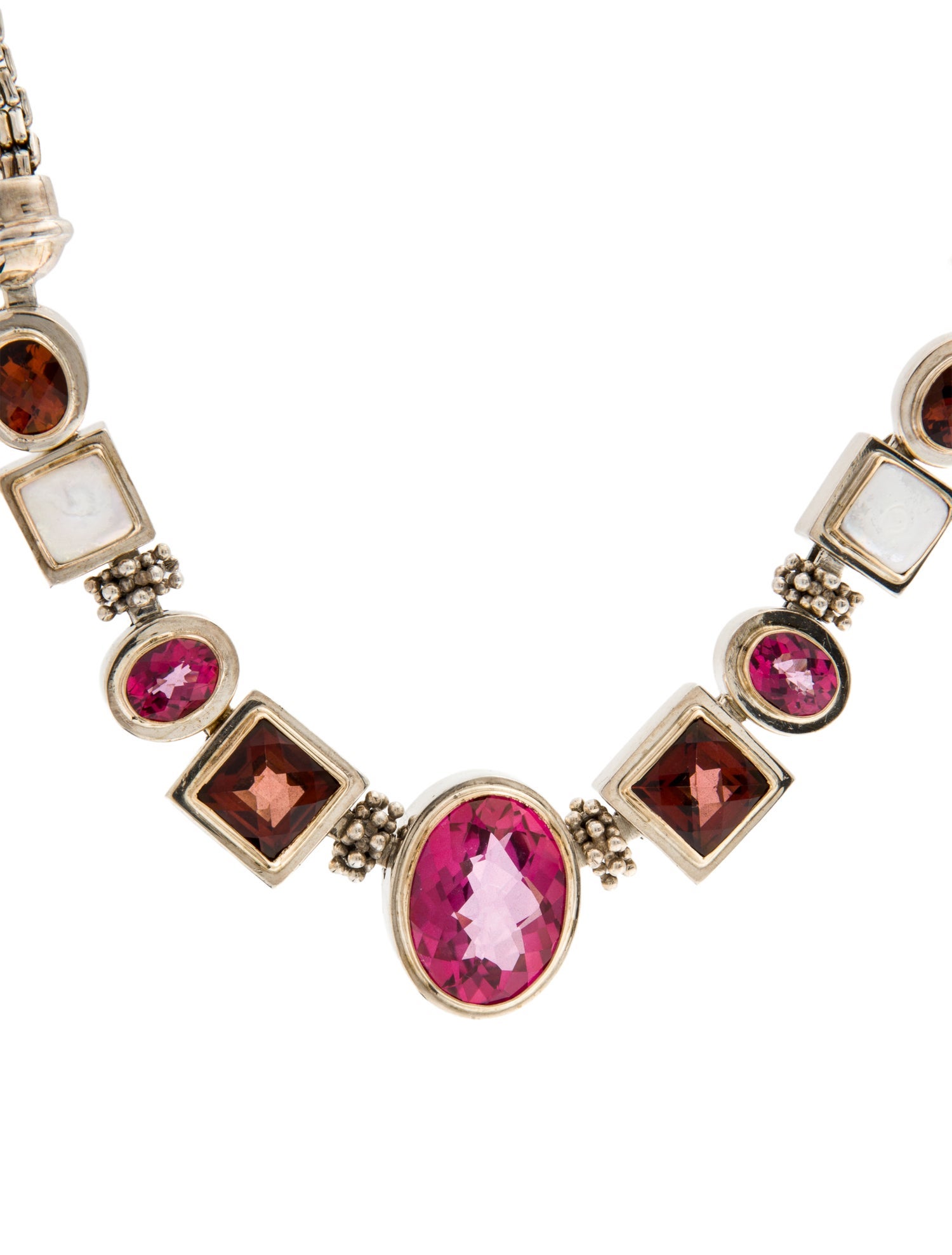 Michael Dawkins Mother of Pearl & Coated Topaz Collar Necklace