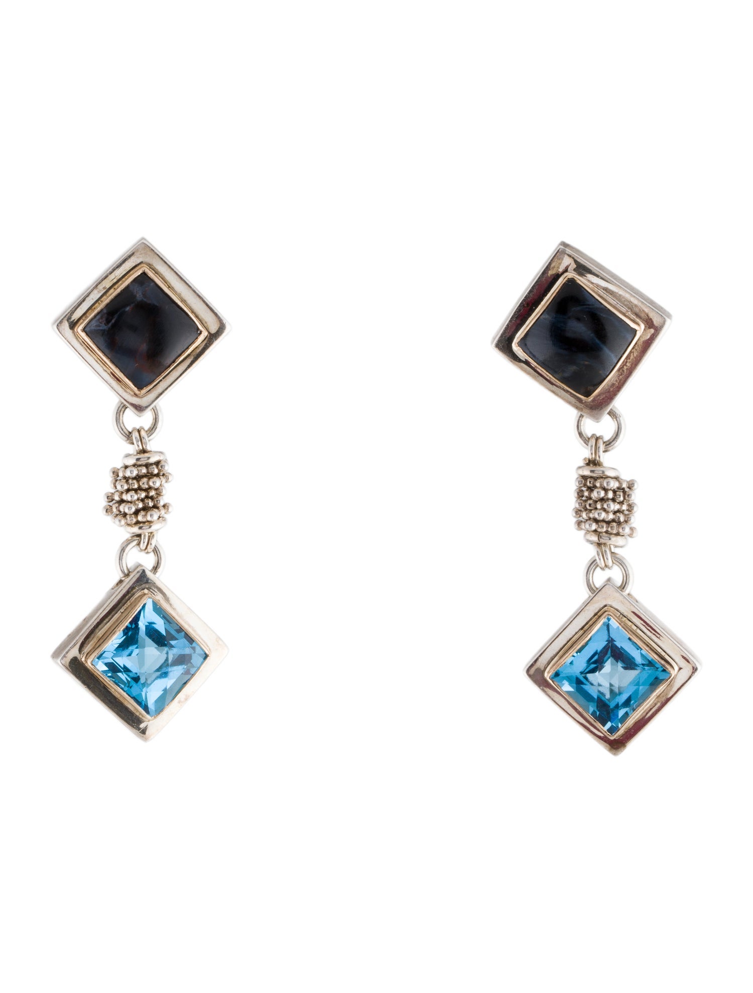 Michael Dawkins Topaz & Chalcedony Drop Earrings