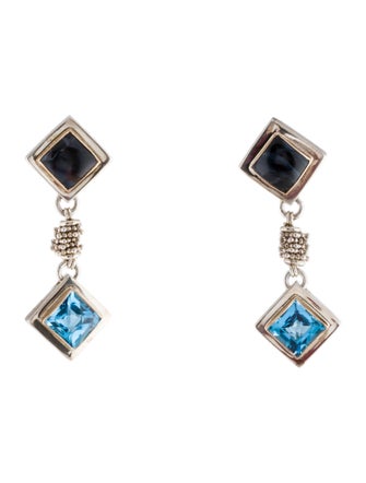 Michael Dawkins Topaz & Chalcedony Drop Earrings