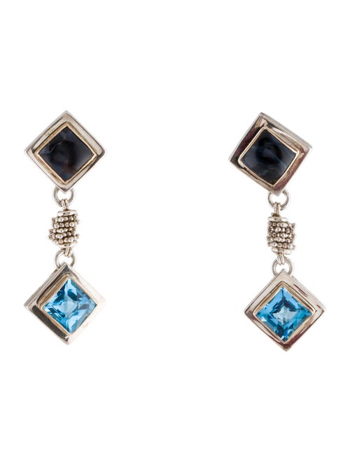 Michael Dawkins Topaz & Chalcedony Drop Earrings