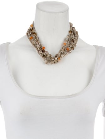 Michael Dawkins Pearl, Carnelian & Smoky Quartz Multistrand Necklace