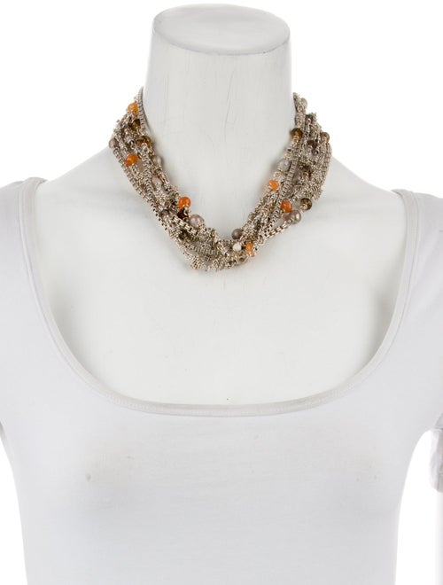 Michael Dawkins Pearl, Carnelian & Smoky Quartz Multistrand Necklace