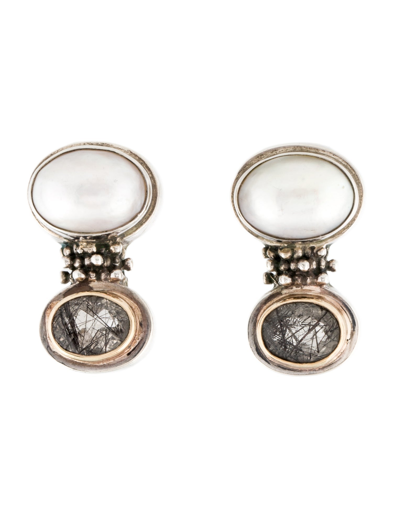 Michael Dawkins Pearl & Quartz Earclips