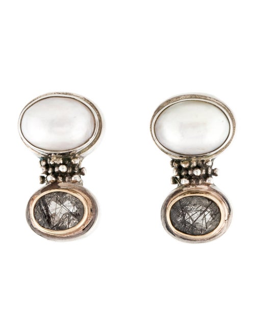 Michael Dawkins Pearl & Quartz Earclips
