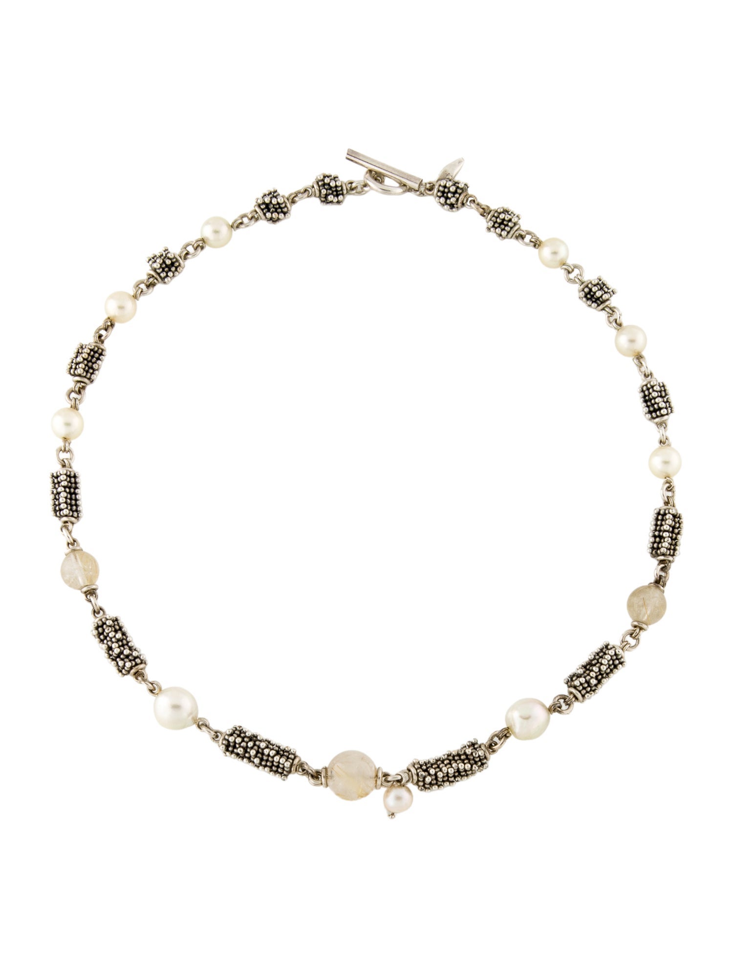Michael Dawkins Pearl & Rutilated Quartz Chain Necklace