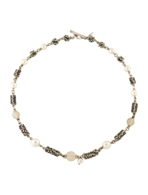 Michael Dawkins Pearl & Rutilated Quartz Chain Necklace