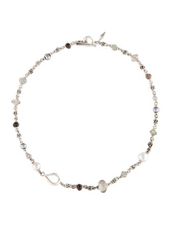 Michael Dawkins Pearl, Labradorite & Smoky Quartz Station Necklace
