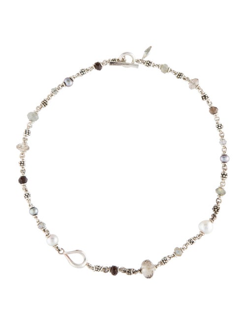 Michael Dawkins Pearl, Labradorite & Smoky Quartz Station Necklace