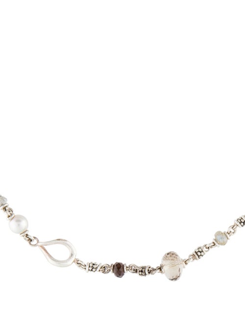 Michael Dawkins Pearl, Labradorite & Smoky Quartz Station Necklace