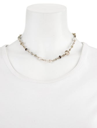 Michael Dawkins Pearl, Labradorite & Smoky Quartz Station Necklace