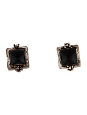 Michael Dawkins Onyx Square Earclips