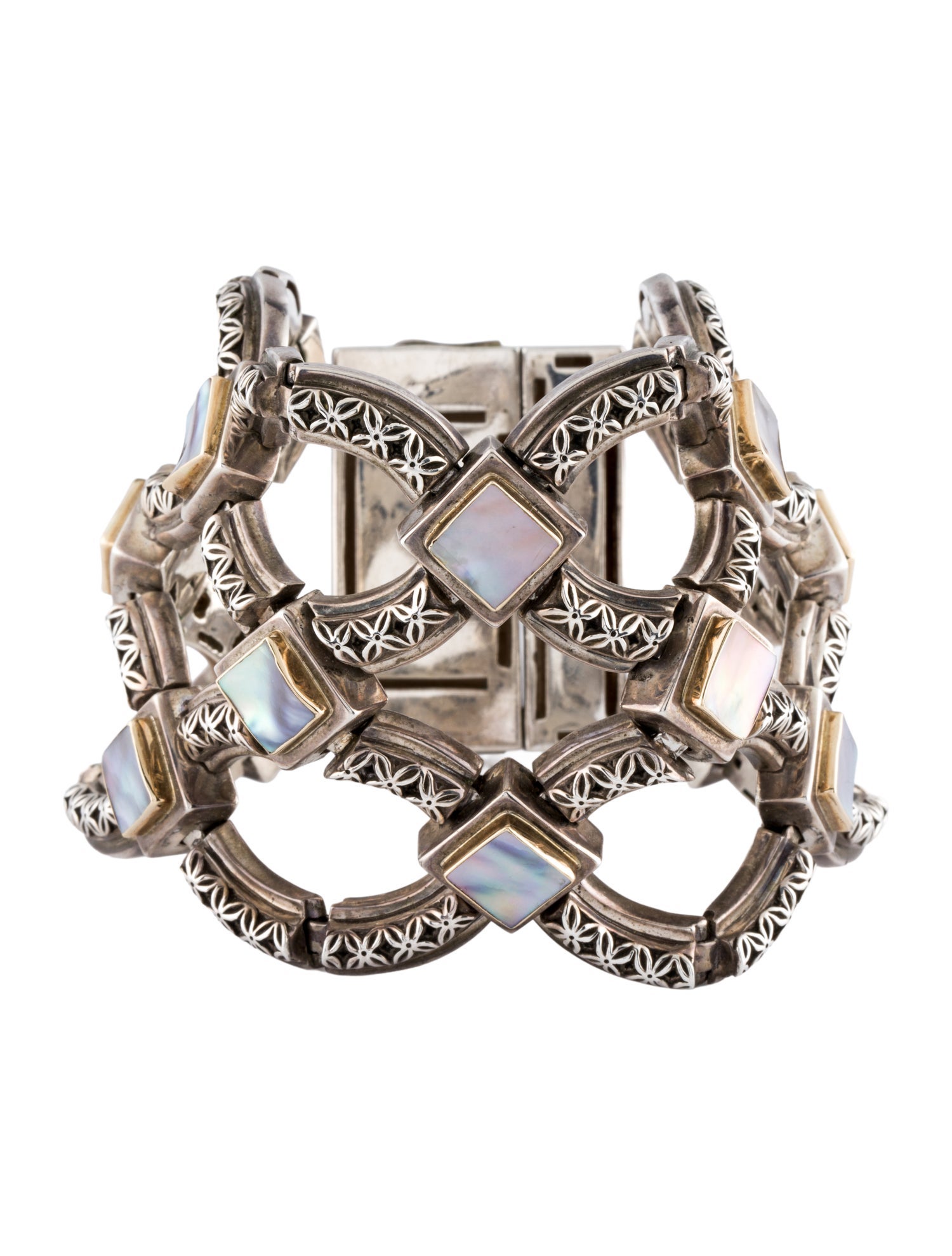 Michael Dawkins Mother of Pearl Wide Link Bracelet