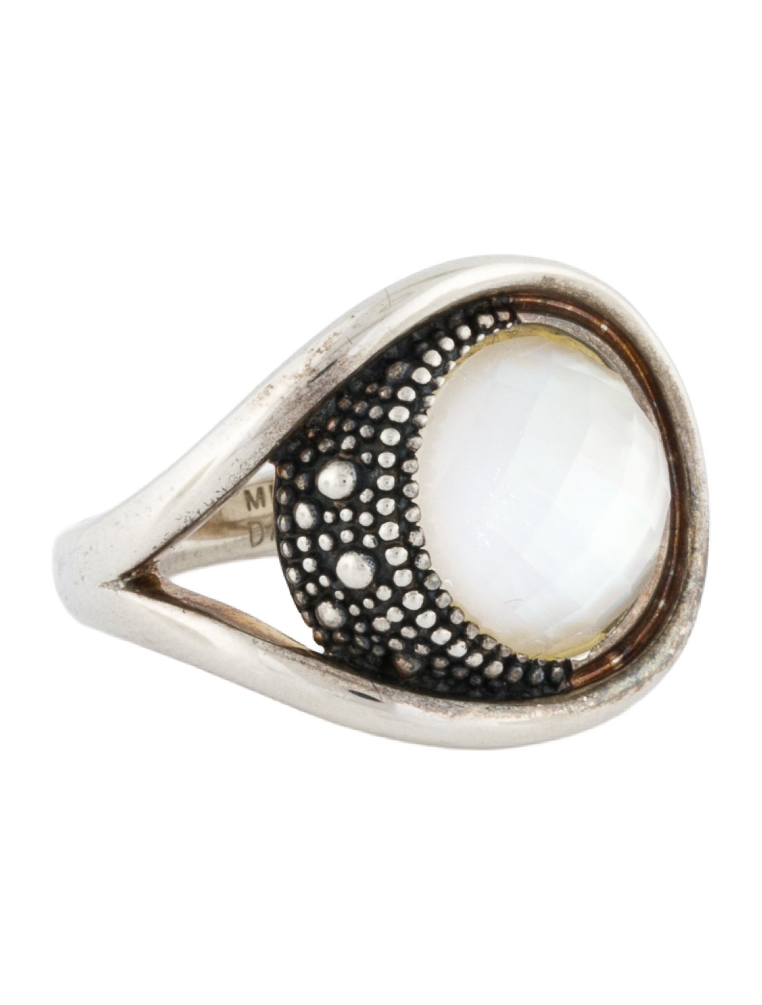 Michael Dawkins Mother of Pearl & Quartz Cocktail Ring