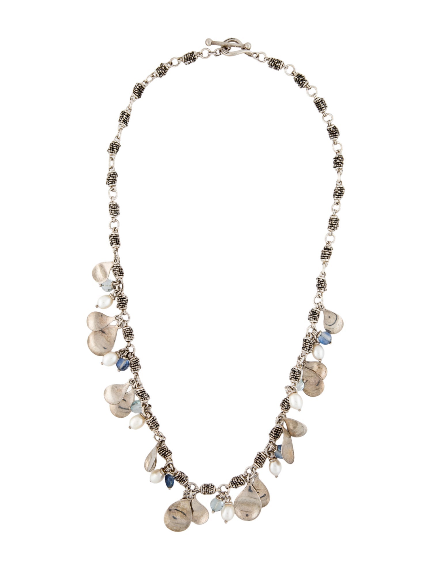 Michael Dawkins Pearl, Kyanite & Topaz Station Necklace