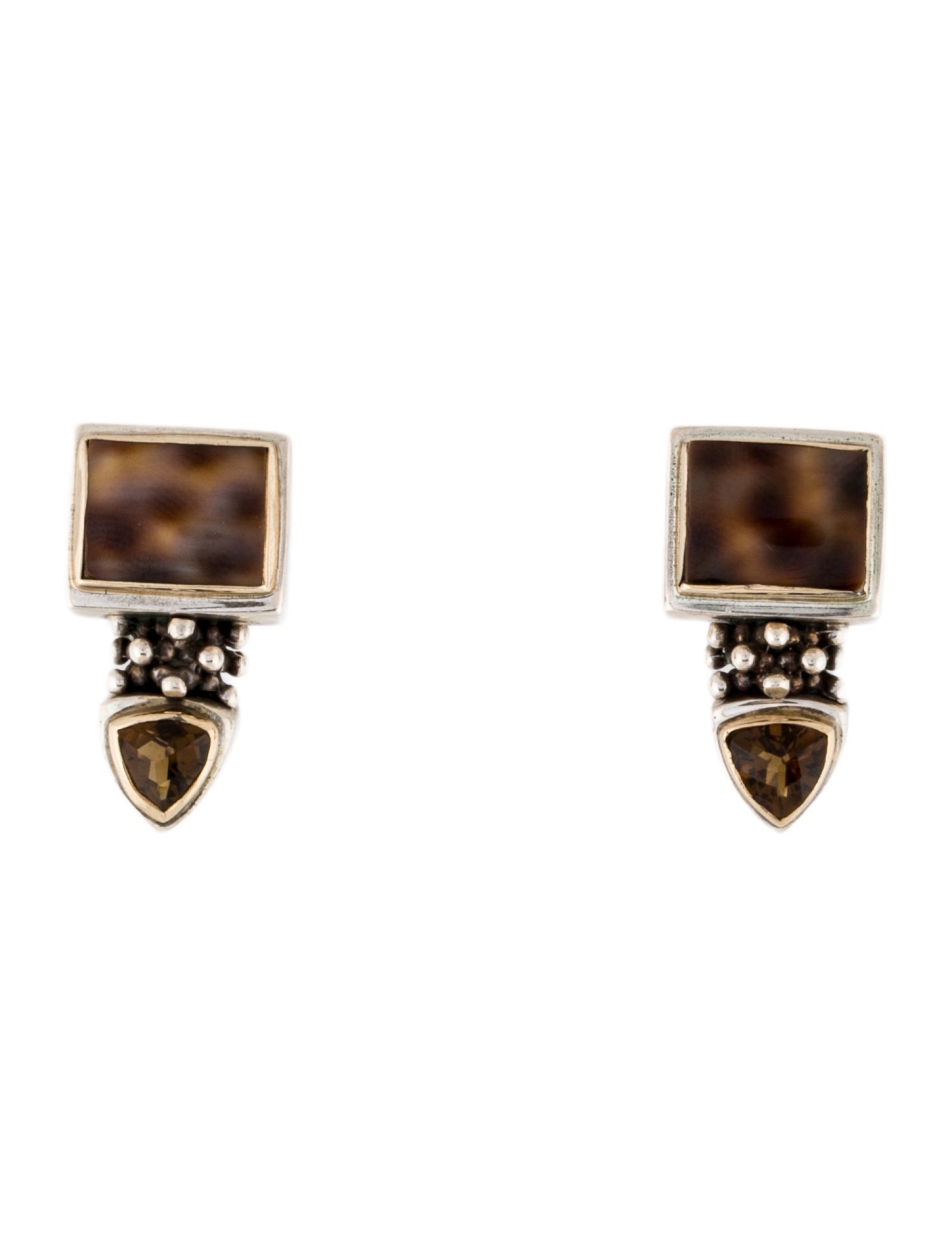Michael Dawkins Shell & Smoky Quartz Earclips