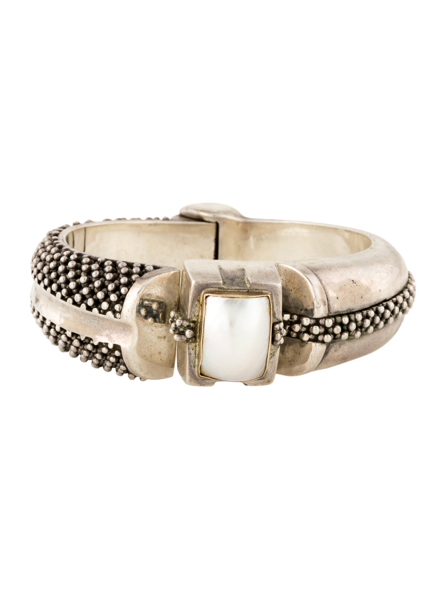 Michael Dawkins Mother Of Pearl Omega Hinged Bangle Bracelet