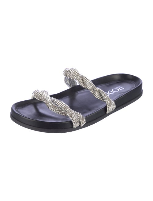 Rodo Leather Crystal Embellishments Slides