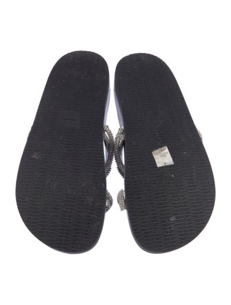 Rodo Leather Crystal Embellishments Slides