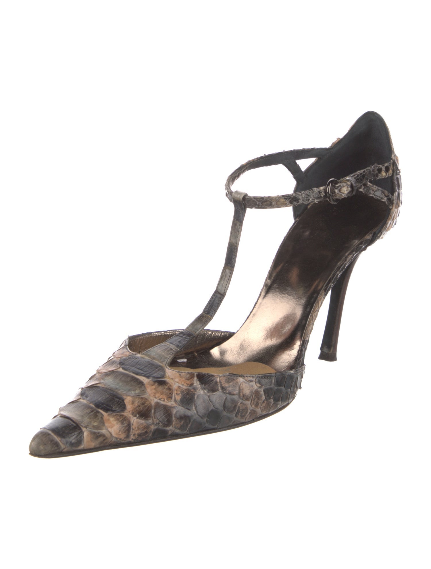 Rodo Leather Animal Print T-Strap Pumps