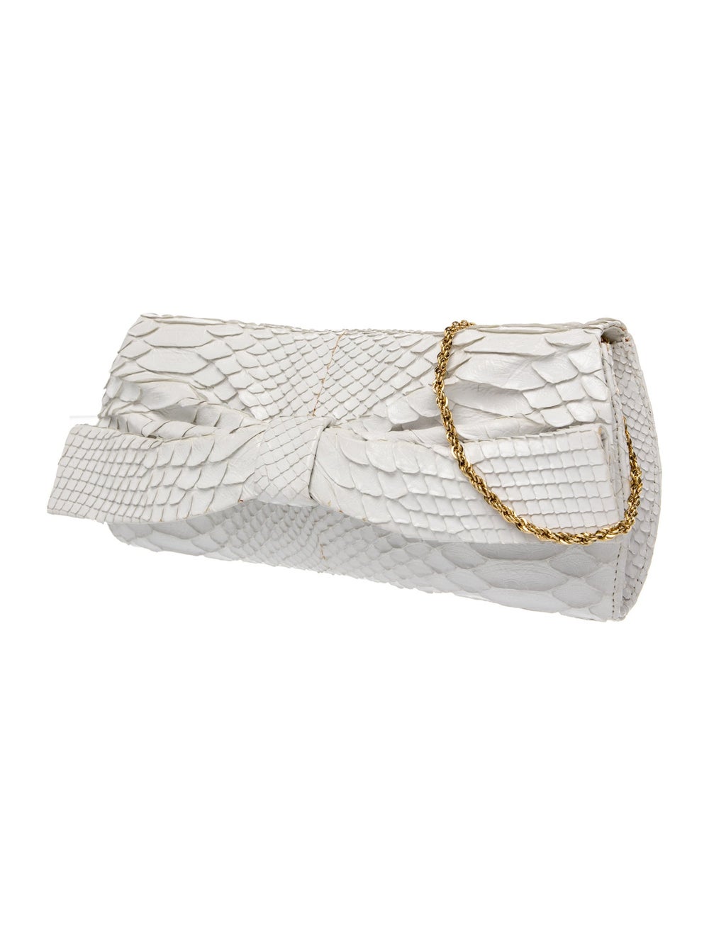 Rodo Clutch White Python Gold-Tone Hardware Chain… - image 3