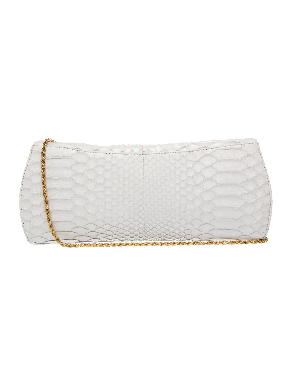 Rodo Clutch White Python Gold-Tone Hardware Chain… - image 4