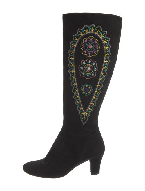 Lulu Guinness Suede Floral Print Boots