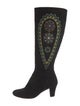 Lulu Guinness Suede Floral Print Boots