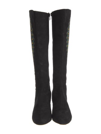 Lulu Guinness Suede Floral Print Boots