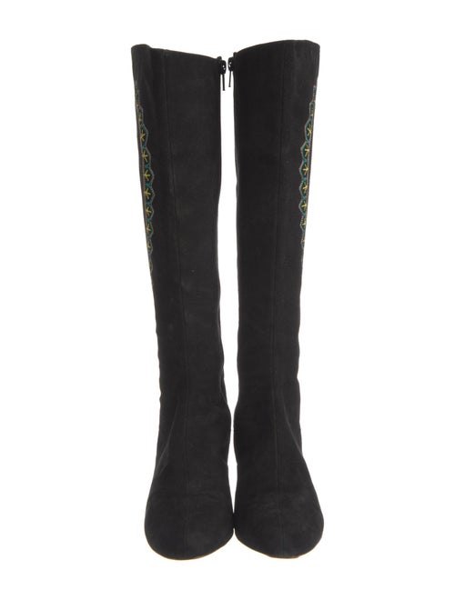 Lulu Guinness Suede Floral Print Boots