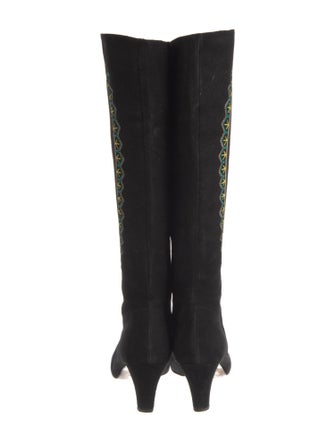 Lulu Guinness Suede Floral Print Boots