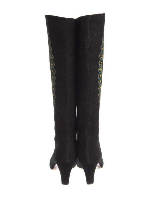 Lulu Guinness Suede Floral Print Boots