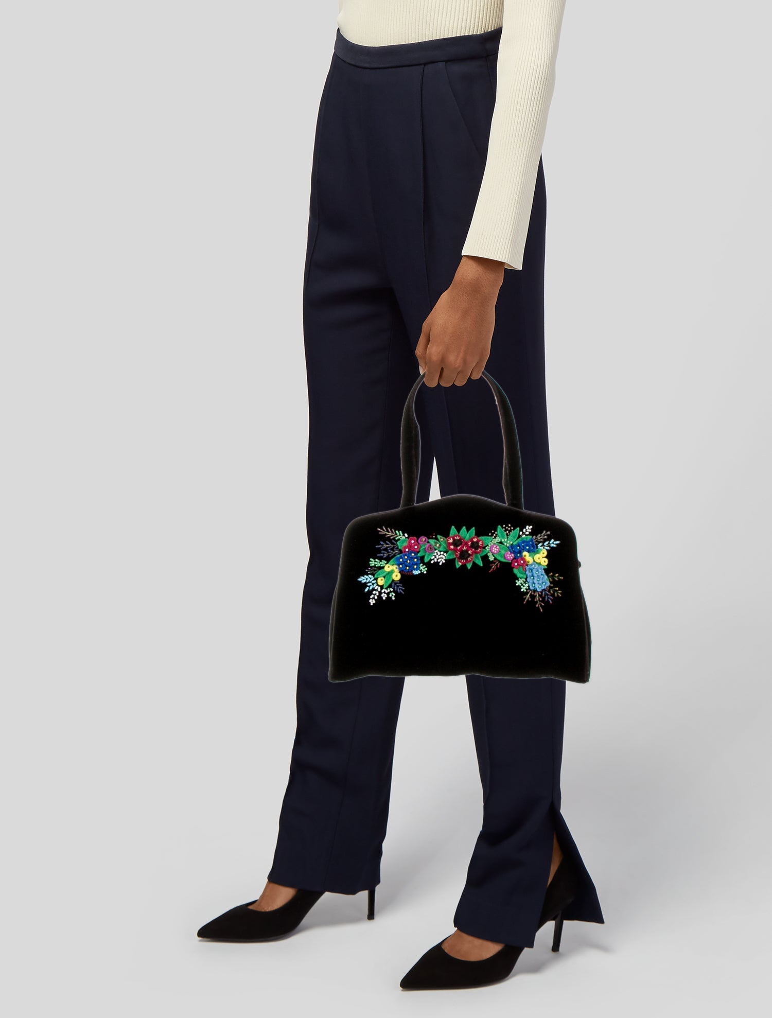 Lulu Guinness Velvet Top Handle Bag