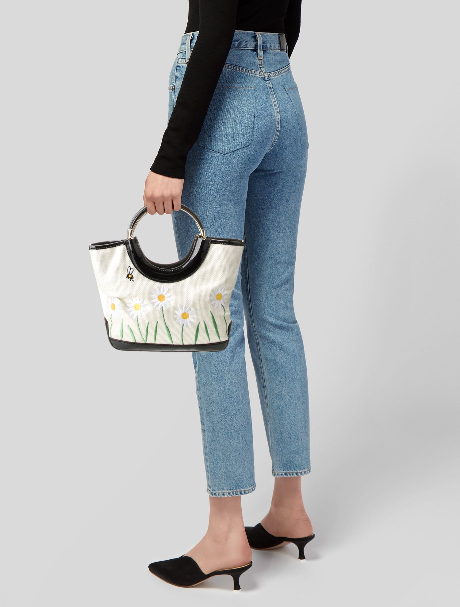 Lulu Guinness Raffia Top Handle Bag