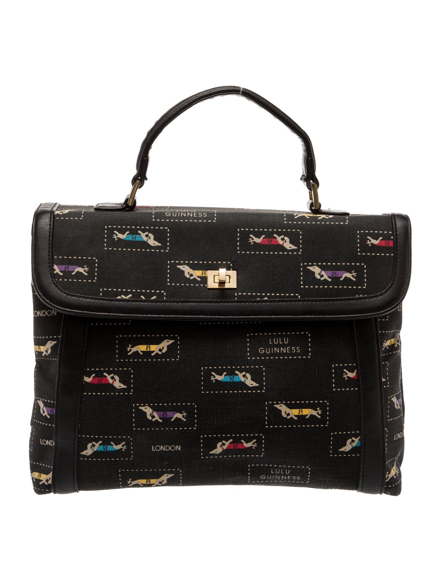 Lulu Guinness Canvas Top Handle Bag