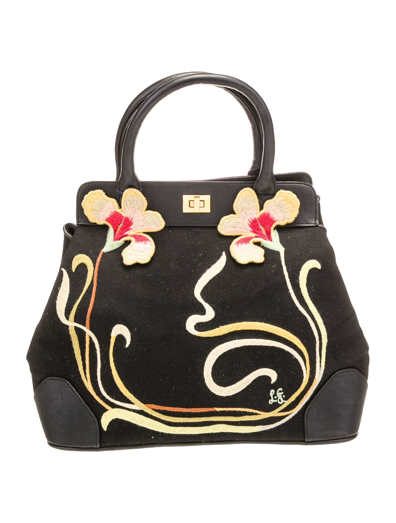 Lulu Guinness Canvas Top Handle Bag