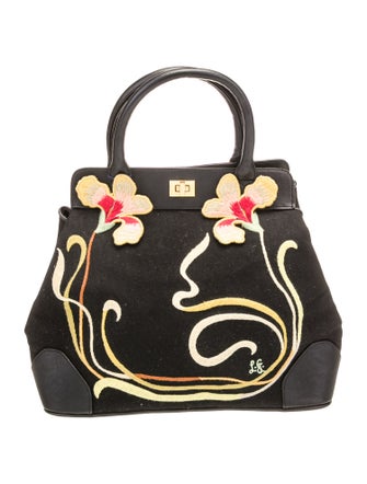 Lulu Guinness Canvas Top Handle Bag