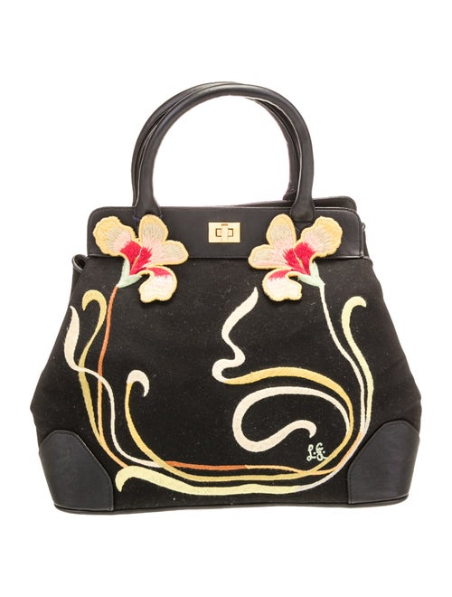 Lulu Guinness Canvas Top Handle Bag