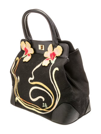 Lulu Guinness Canvas Top Handle Bag