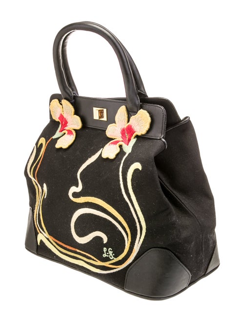 Lulu Guinness Canvas Top Handle Bag