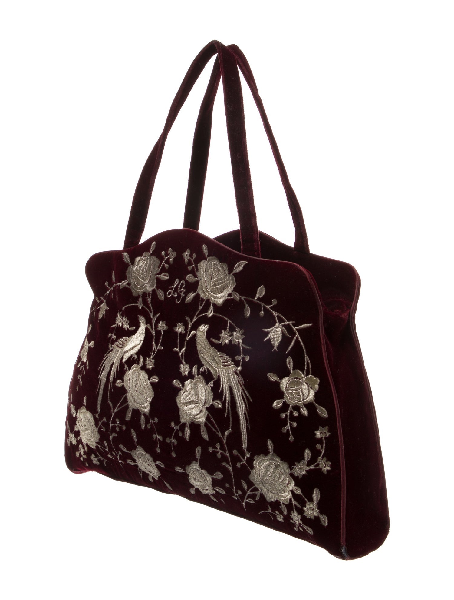 Lulu Guinness Velvet Top Handle Bag