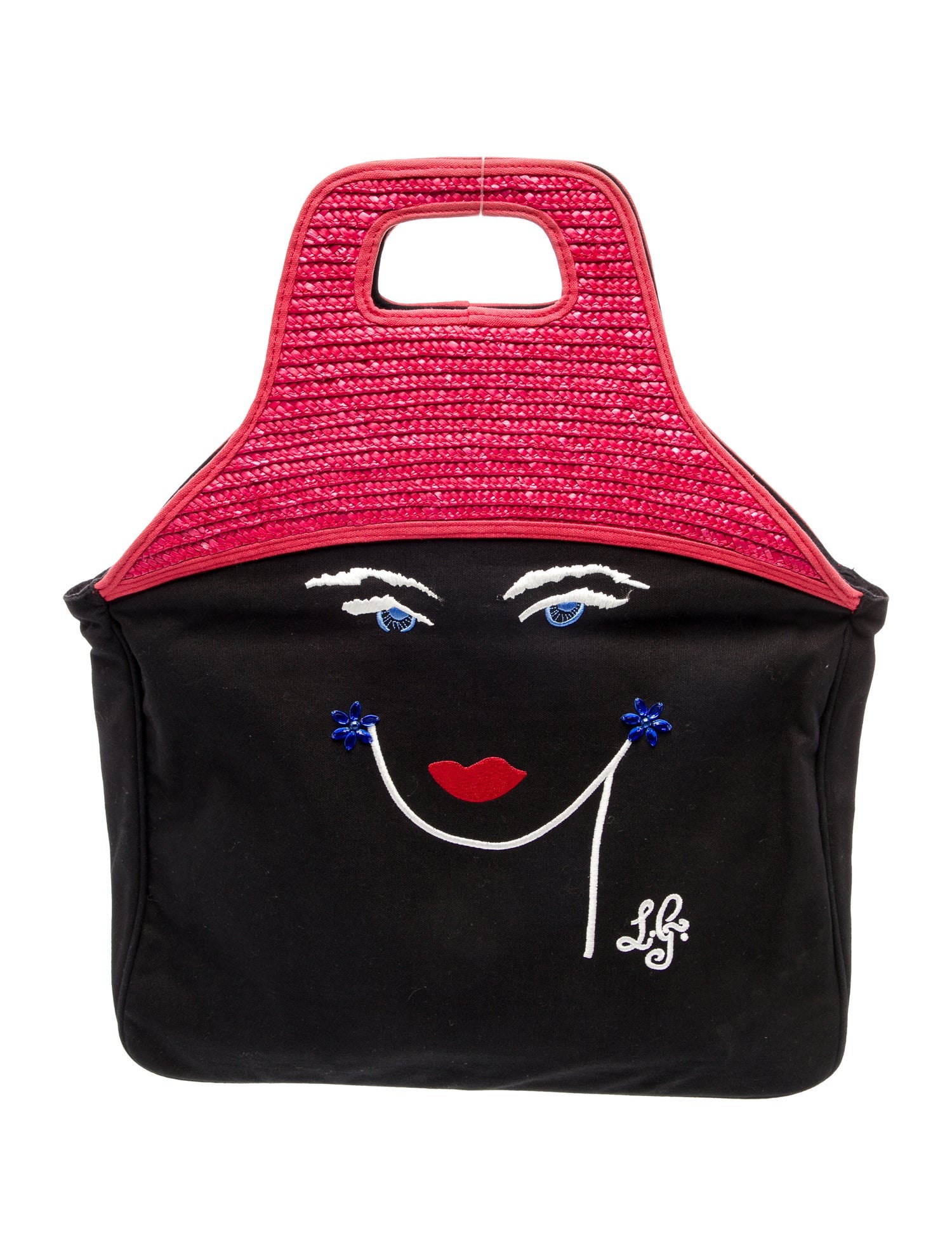 Lulu Guinness Canvas Top Handle Bag