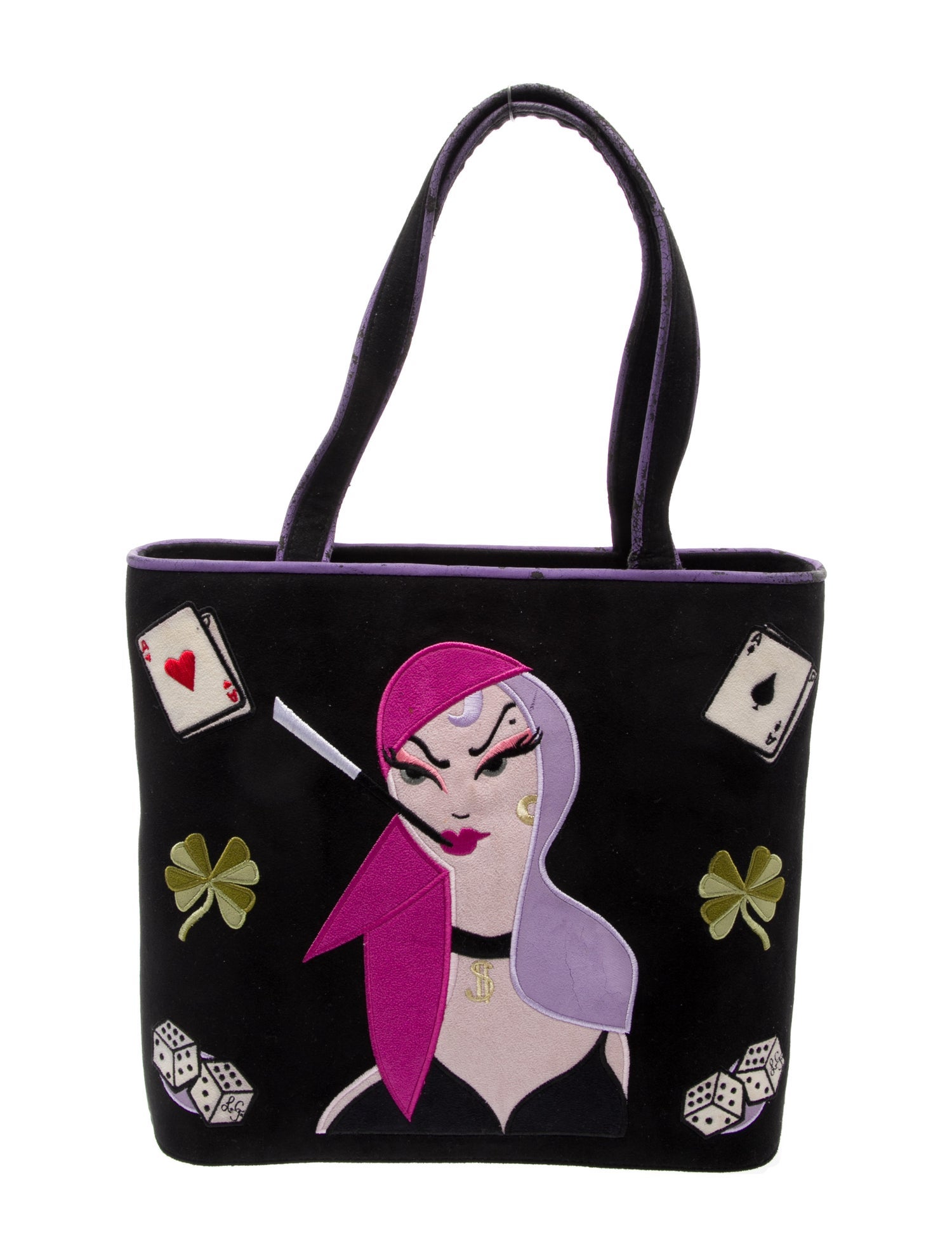 Lulu Guinness Canvas Top Handle Bag