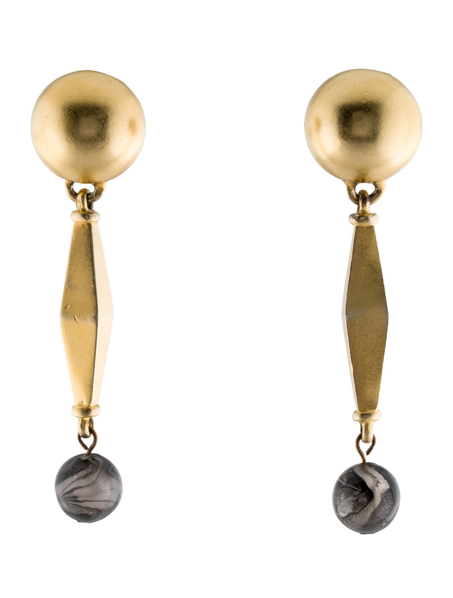 Ben-Amun Vintage Resin Ball Clip-On Drop Earrings