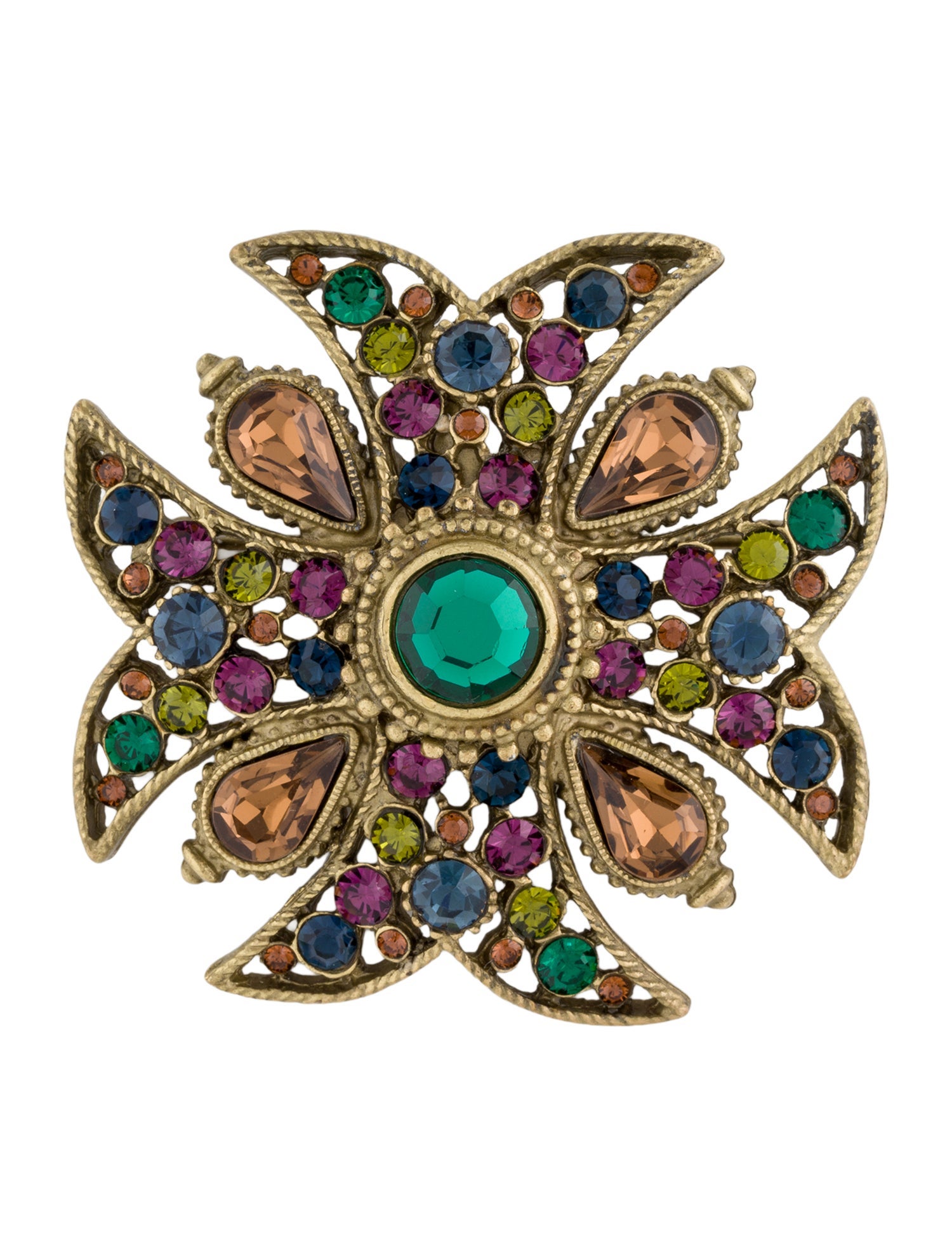 Ben-Amun Vintage Crystal Cross Brooch