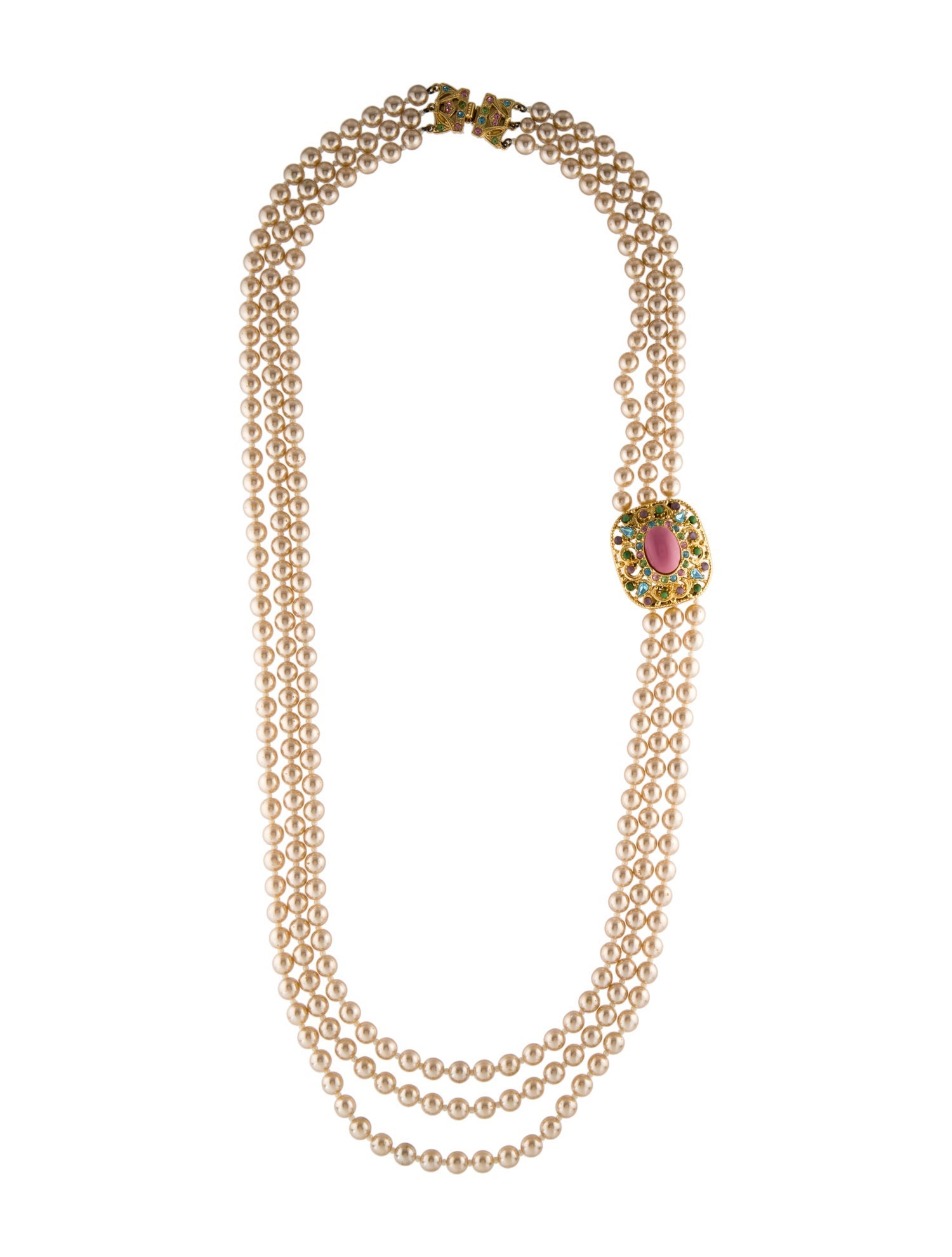 Ben-Amun Crystal & Faux Pearl Collar Necklace