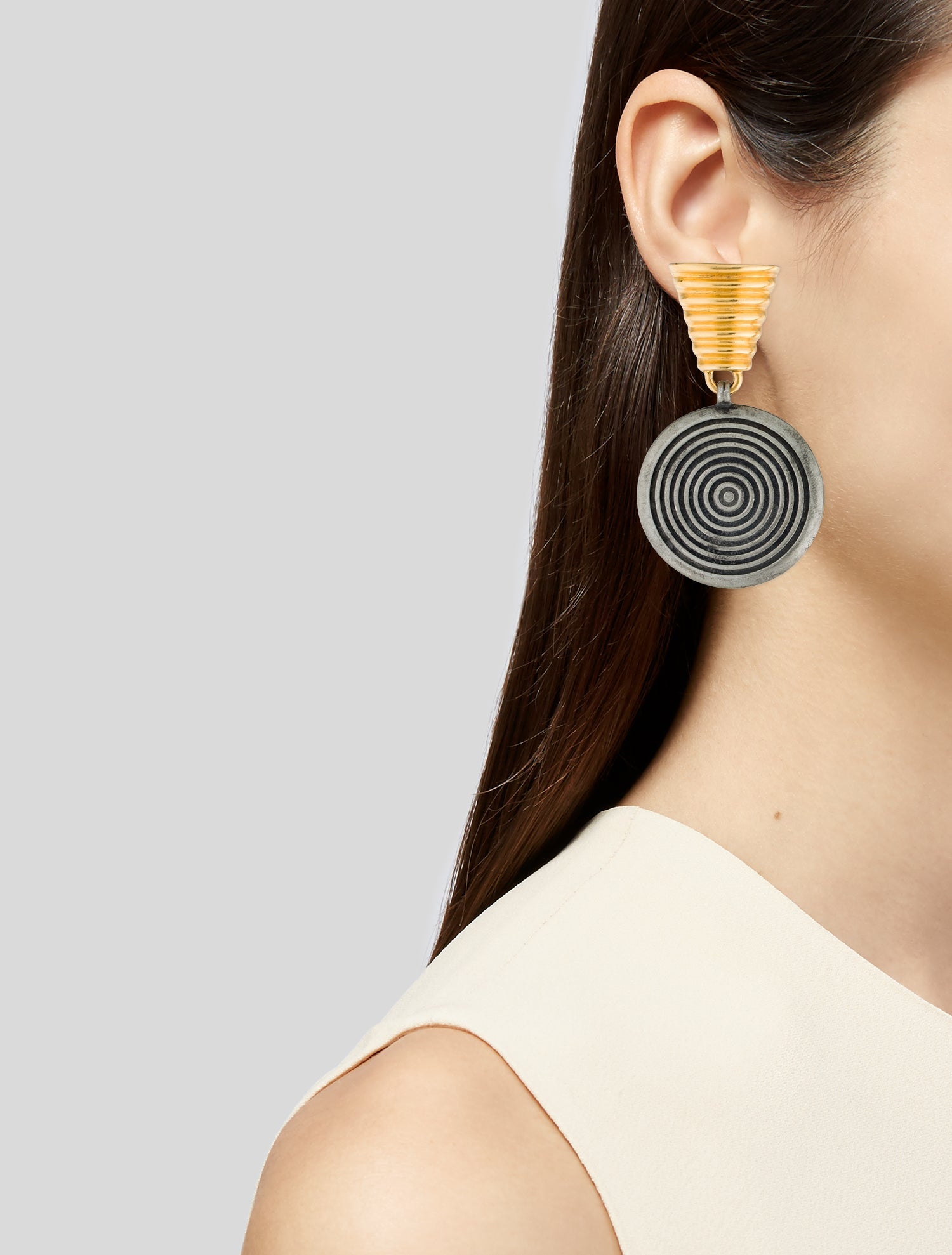 Ben-Amun Two Tone Clip-On Earrings