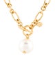 Ben-Amun Faux Pearl Chain Link Short Pendant Necklace